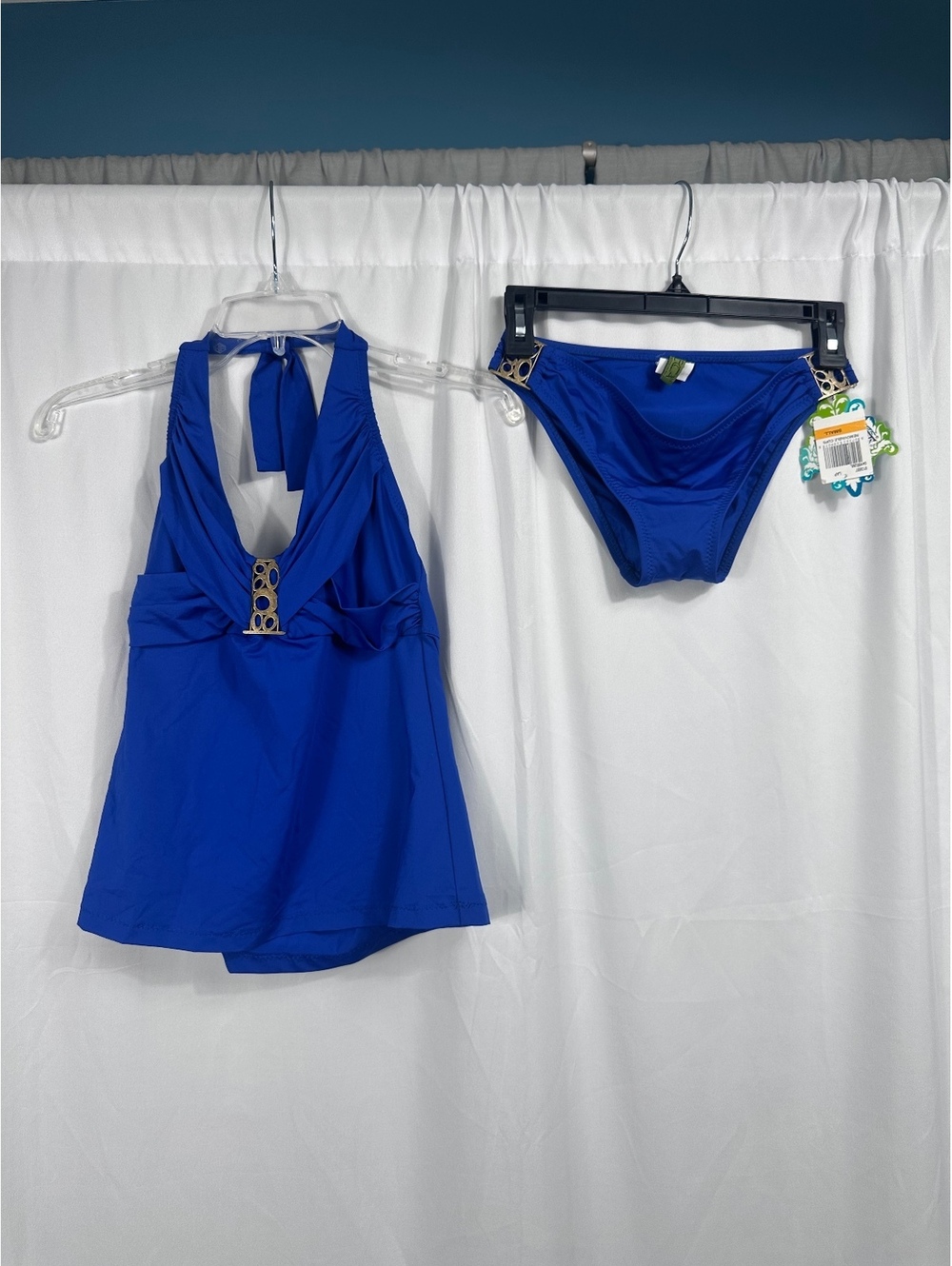 Becca by Rebecca Virtue Royal Blue Tankini Swimsuit Set Small Top XS Bottom